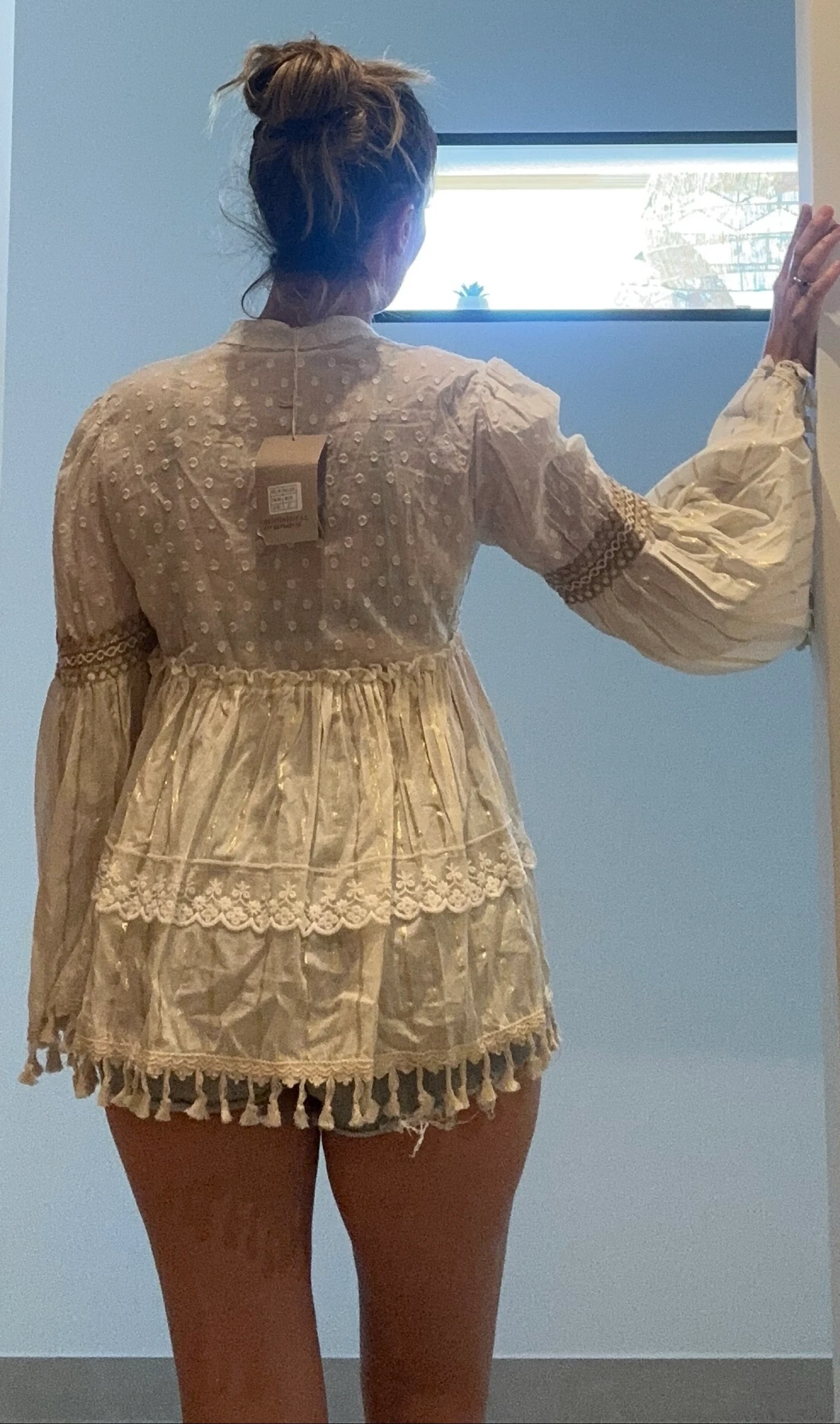 Blouse boho ibicenque couleur crème – Neuve à porter – Taille unique – photo 3